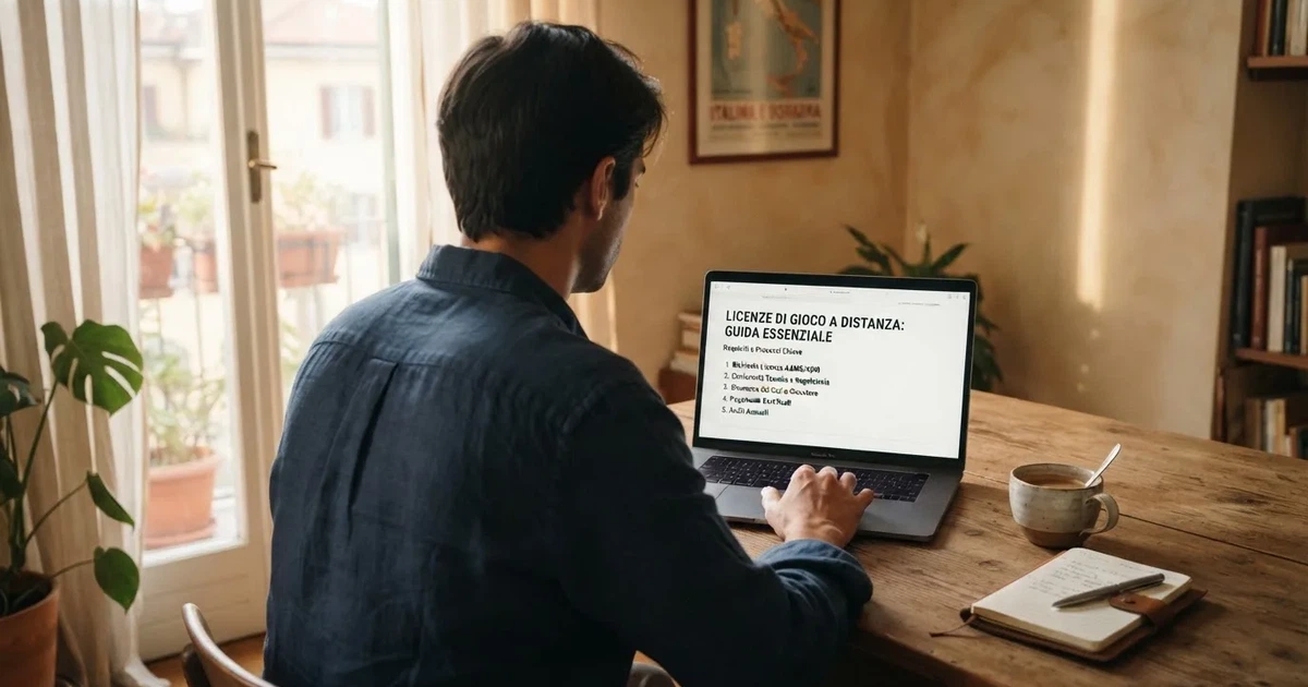 Persona davanti a un portatile che legge una pagina informativa sul gioco online in Italia — casino online con algoritmo unbiased