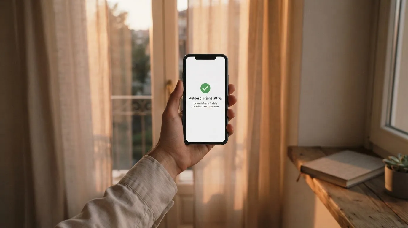 Mano che tiene uno smartphone accanto a una finestra, luce serale tranquilla — casino online con cie