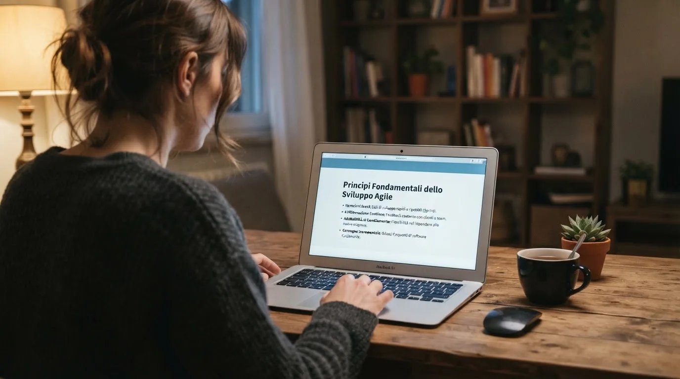 Persona davanti a un portatile che legge una pagina informativa sul gioco online in Italia — casino online italiani autorizzati aams